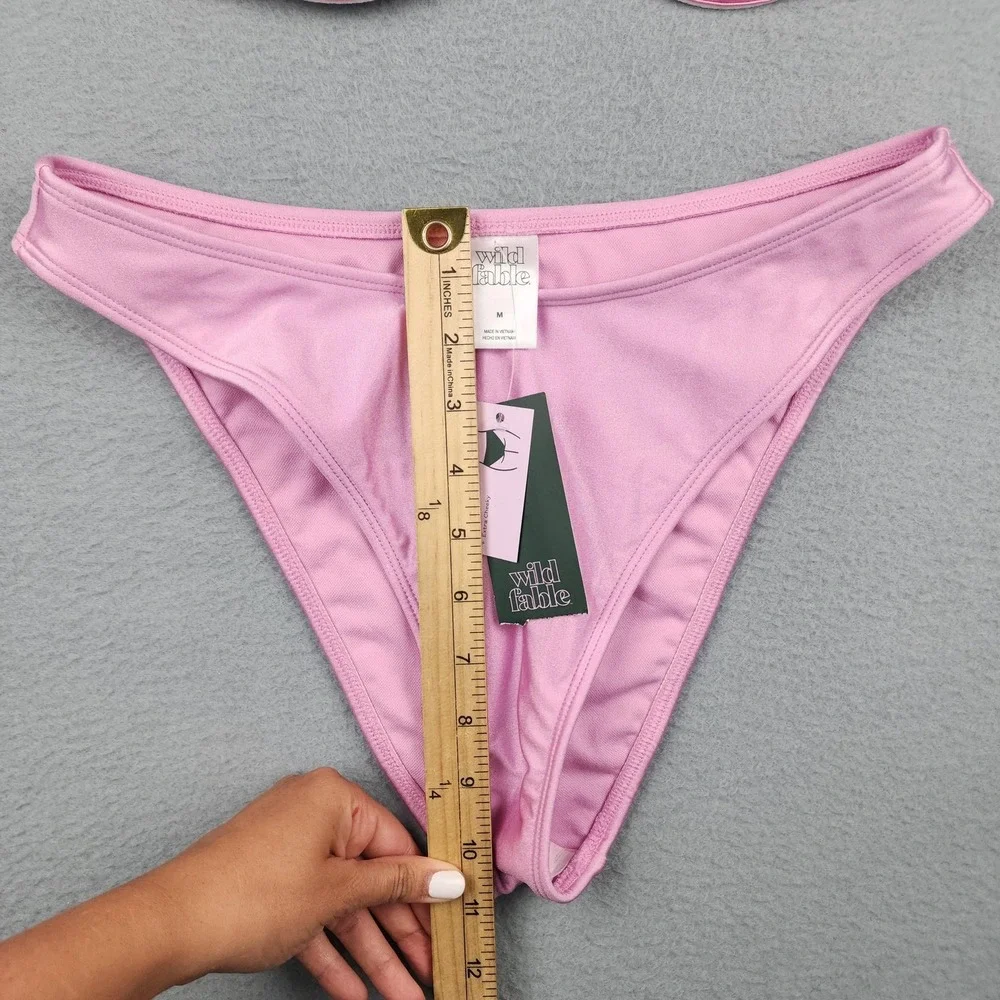Shade & Shore Wild Fable Bikini Swimsuit Womens M Pink Underwire Cheeky Set